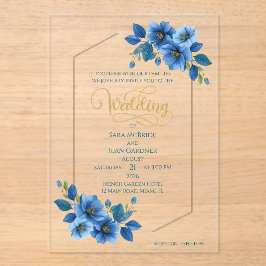 Royal Sapphire Floral Acrylic Wedding Invitation アクリル招待状