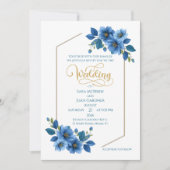 Royal Sapphire Floral Wedding Invitation 招待状 (正面)
