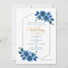Royal Sapphire Floral Wedding Invitation 招待状