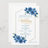 Royal Sapphire Floral Wedding Invitation 招待状 (正面/裏面)