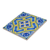 Royal Sapphire Luxurious Blue and Gold Geometric タイル (側面)