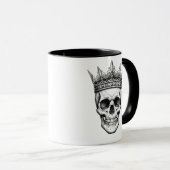 Royal Skull with Crown Mug | Gothic King B&W マグカップ (正面右)