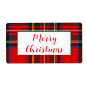 Royal Stewart Christmas Plaid PERSONALIZE Red gift ラベル (正面)