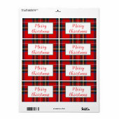 Royal Stewart Christmas Plaid PERSONALIZE Red gift ラベル (フルシート)