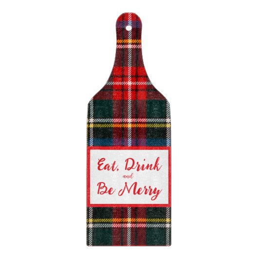 Royal Stewart Eat Drink Be Merry Xmas Plaid カッティングボード (正面)