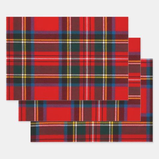 Royal Stewart Red Plaid ラッピングペーパーシート (セット)