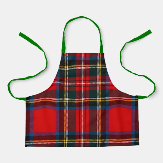 Royal Stewart Red Plaid Green Strap Apron エプロン (正面)