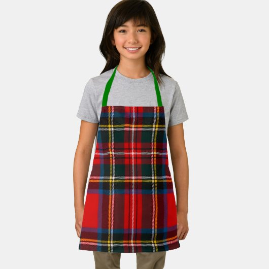 Royal Stewart Red Plaid Green Strap Apron エプロン (インサイチュ)