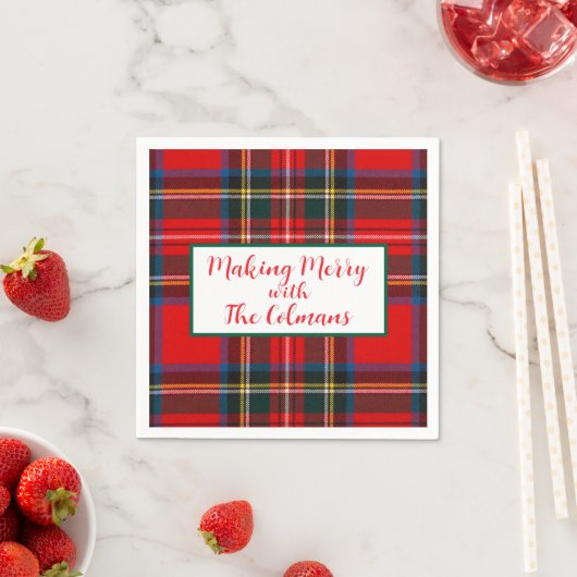 Royal Stewart Red Plaid MAKING MERRY スタンダードカクテルナプキン (インサイチュ)