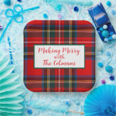 Royal Stewart Red Plaid MAKING MERRY  ペーパープレート (パーティー)