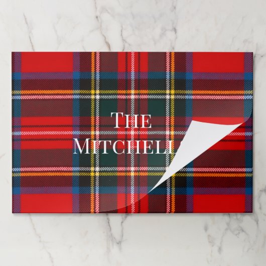 Royal Stewart Red Plaid PERSONALIZE Paper Placemat ペーパーパッド (折り畳み)