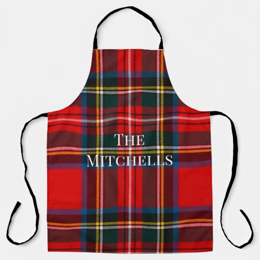 Royal Stewart Red Plaid PERSONALIZE Unisex Apron エプロン (正面)