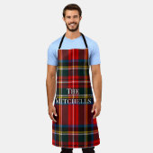 Royal Stewart Red Plaid PERSONALIZE Unisex Apron エプロン (着用した状態)
