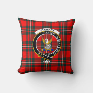 Royal Stewart Tartan with Clan Badge and Motto Thr クッション