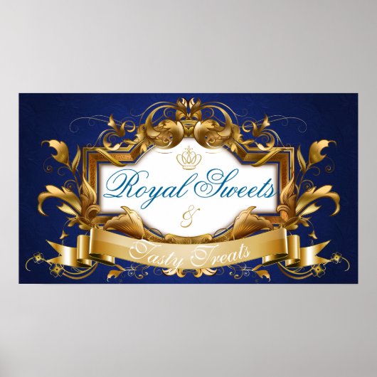 Royal Sweets and Tasty Treats Baby Shower Sign ポスター (正面)