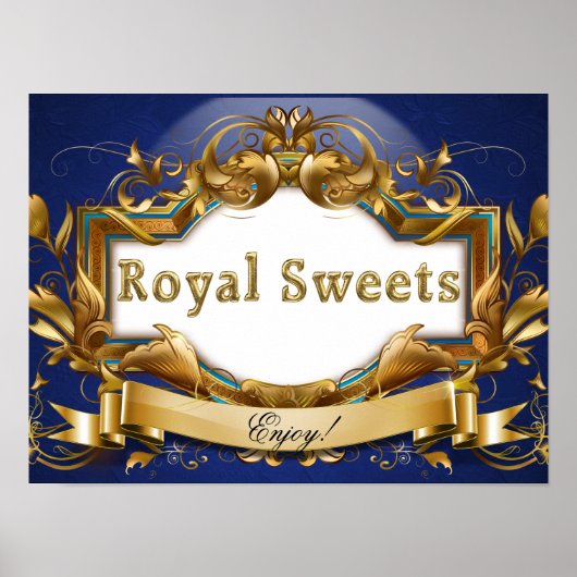 Royal Sweets-Royal Blue and Gold Party Signage ポスター (正面)
