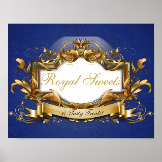 Royal Sweets & Treats Elegant Candy Buffet Sign ポスター (正面)