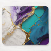 Royal Teal & Amethyst Marble with Gold Veins マウスパッド (正面)