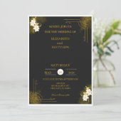 Royal wedding invitation in black and gold 招待状 (スタンド正面)