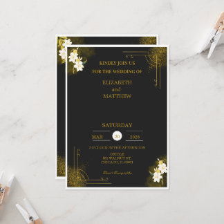 Royal wedding invitation in black and gold 招待状