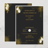 Royal wedding invitation in black and gold 招待状 (正面/裏面)