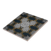 Royal White and Gold Mandala Baroque elegant flora タイル (側面)