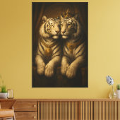 Royal White Tiger Couple • Fine Art Canvas キャンバスプリント (インサイチュ (リビング))