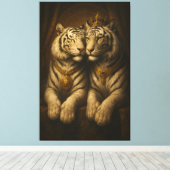 Royal White Tiger Couple • Fine Art Canvas キャンバスプリント (インサイチュ (ウッドフロア))
