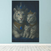 Royal White Tiger Family · Blue Sapphire Crown Can キャンバスプリント (インサイチュ (ウッドフロア))