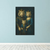 Royal White Tiger Family Portrait – Majestic Blue  キャンバスプリント (インサイチュ (ウッドフロア))