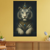 Royal White Tiger King – Blue Jewel Crown  キャンバスプリント (インサイチュ (リビング))