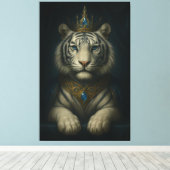 Royal White Tiger King – Blue Jewel Crown  キャンバスプリント (インサイチュ (ウッドフロア))