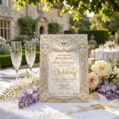 Royalcore Rococo Gold Swans Fairytale Wedding 招待状