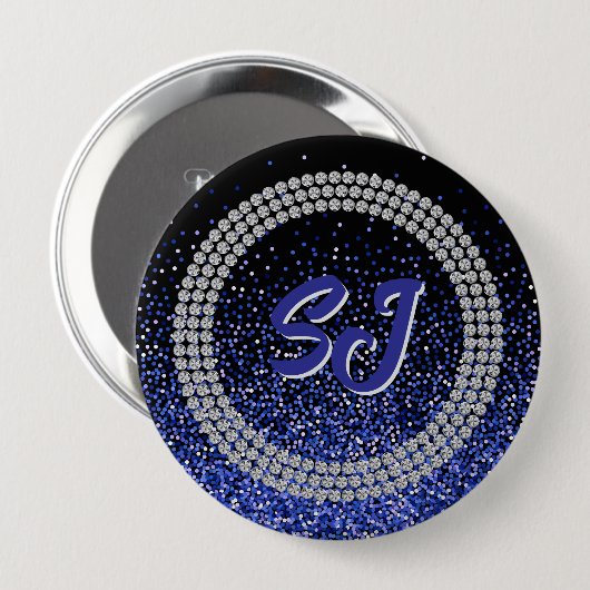 Royale Glitz Rhinestone Monogram Button 缶バッジ (正面&裏面)