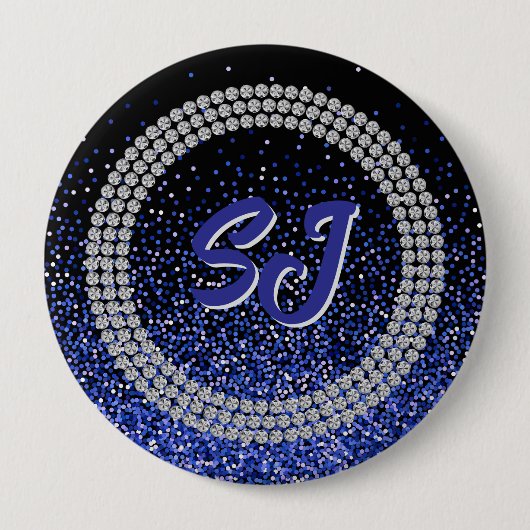 Royale Glitz Rhinestone Monogram Button 缶バッジ (正面)