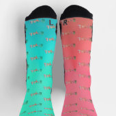 RoyaLi、フローラレター |ピンク&ターコイズ ソックス (上部)