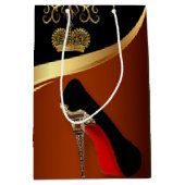 Royalityパリのハイヒール及び金ゴールドの王冠 ミディアムペーパーバッグ (正面)