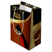 Royalityパリのハイヒール及び金ゴールドの王冠 ミディアムペーパーバッグ (正面アングル)