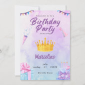Royaltにカラフル合うバースデーよくはしゃぐタパーティー 招待状 (正面)