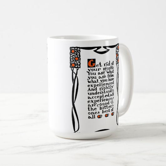 Roycroftのモットーのマグは、"取り払いますあなたの後悔"を コーヒーマグカップ (正面右)