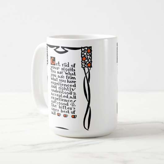 Roycroftのモットーのマグは、"取り払いますあなたの後悔"を コーヒーマグカップ (正面左)