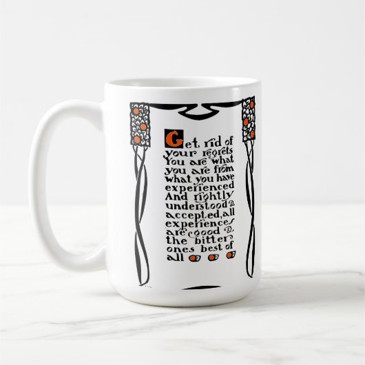 Roycroftのモットーのマグは、"取り払いますあなたの後悔"を コーヒーマグカップ (左)