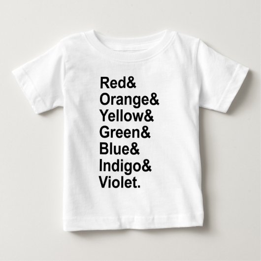 ROYGBIV 赤 オレンジ 黄色 緑 青 藍 紫 ベビーTシャツ (正面)