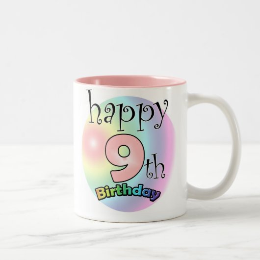 Roze Happy 9th Birthday ツートーンマグカップ (右)