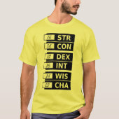 RPGのファンタジーの能力スコアのSTR詐欺DEX INT WIS CHA Tシャツ (正面)