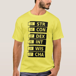 RPGのファンタジーの能力スコアのSTR詐欺DEX INT WIS CHA Tシャツ