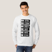 RPGのファンタジーの能力スコアのSTR詐欺DEX INT WIS CHA Tシャツ (正面フル)