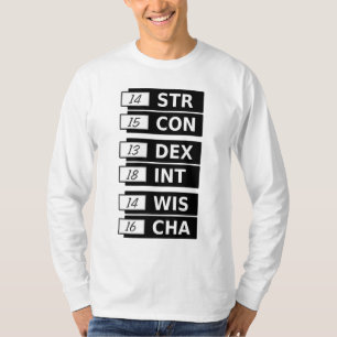RPGのファンタジーの能力スコアのSTR詐欺DEX INT WIS CHA Tシャツ