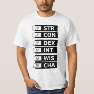 RPGのファンタジーの能力スコアのSTR詐欺DEX INT WIS CHA Tシャツ