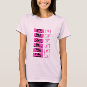 RPGの能力スコア(ピンク及び黒) Tシャツ